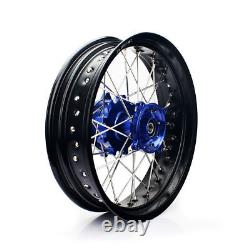 Suzuki DR650 1996-2023 Supermoto Wheels set 17 Supermotard Black blue hub