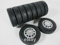 Tamiya Rc 1/14 Aluminum Front & Rear Truck Wheel Rim Tire Semi Tractor Trailer