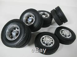 Tamiya Rc 1/14 Aluminum Front & Rear Truck Wheel Rim Tire Semi Tractor Trailer