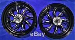 Twisted Vortex Front/rear 16 Black Wheel Set Harley Electra Glide Road King