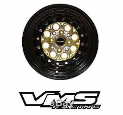 VMS RACING REVOLVER GOLD BLACK FRONT & REAR DRAG WHEELS SET 4X100/4X114 13x8