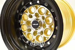 VMS RACING REVOLVER GOLD BLACK FRONT & REAR DRAG WHEELS SET 4X100/4X114 13x8