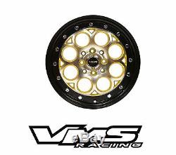 VMS RACING REVOLVER GOLD BLACK FRONT & REAR DRAG WHEELS SET 4X100/4X114 13x8