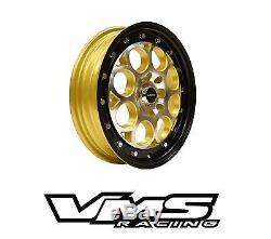 VMS RACING REVOLVER GOLD BLACK FRONT & REAR DRAG WHEELS SET 4X100/4X114 13x8