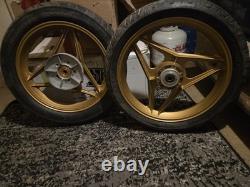 Vintage Ducati OSCAM 3-Spoke Gold Cast Aluminum Wheels 18 Front & Rear Set