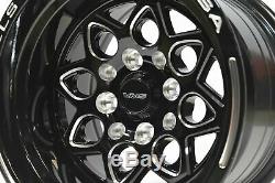 Vms Racing Rocket Black Front & Rear Drag Wheels Set 5x100/5x114 15x8