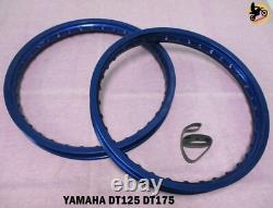 YAMAHA DT125 DT175 ALUMINIUM BLUE FRONT21+ REAR18 WHEEL RIM SET nan3993