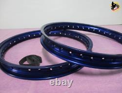YAMAHA DT125 DT175 ALUMINIUM BLUE FRONT21+ REAR18 WHEEL RIM SET nan3993