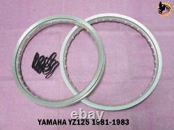 YAMAHA YZ125 1981-1983 FRONT+ REAR ALUMINIUM SILVER WHEEL RIM SET nan4589