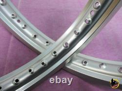 YAMAHA YZ125 1981-1983 FRONT+ REAR ALUMINIUM SILVER WHEEL RIM SET nan4589