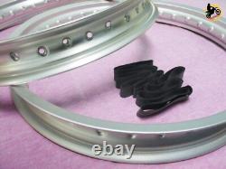 YAMAHA YZ125 1981-1983 FRONT+ REAR ALUMINIUM SILVER WHEEL RIM SET nan4589